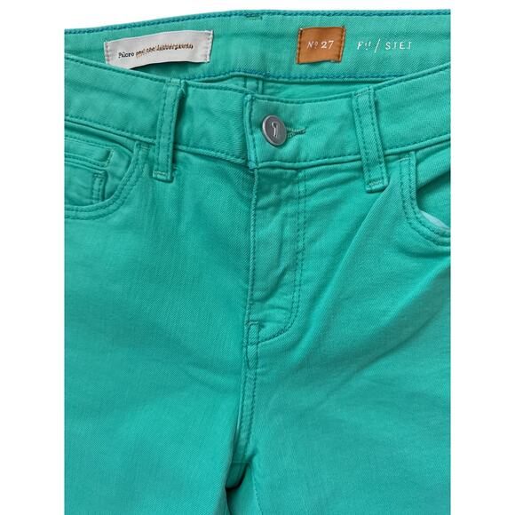 Anthropologie Pilcro Stet Mid-Rise Crop Ankle Jeans Aqua Green Size 27 - Picture 6 of 9